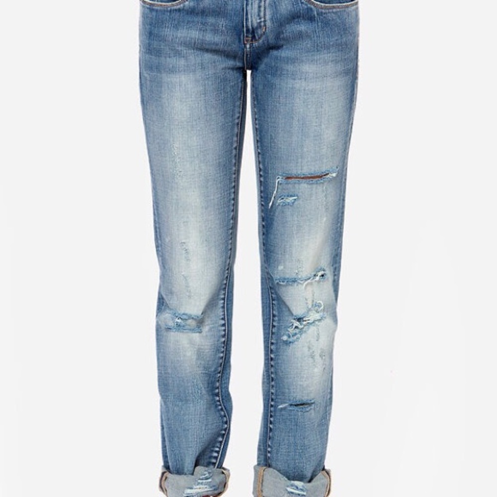 Blank NYC distressed straight leg jeans
